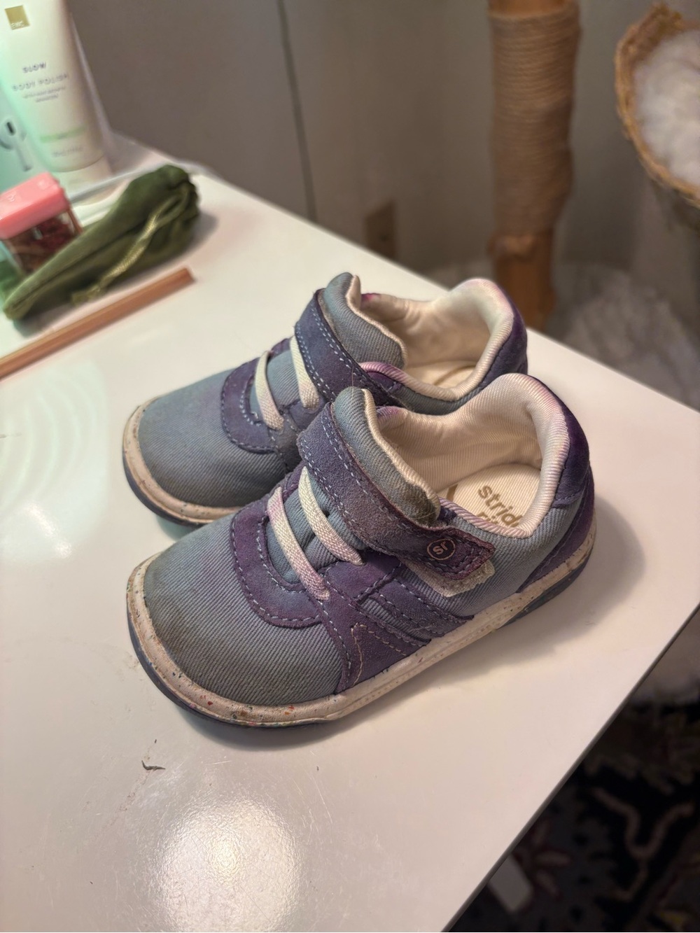 Stride Rite Toddler Purple and Light Blue Velcro Sneakers Size 5W